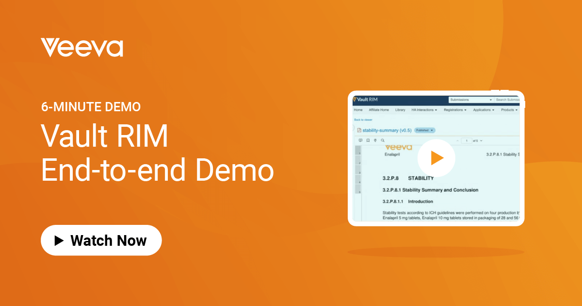 Veeva RIM End-to-end Demo | Veeva Systems Europe