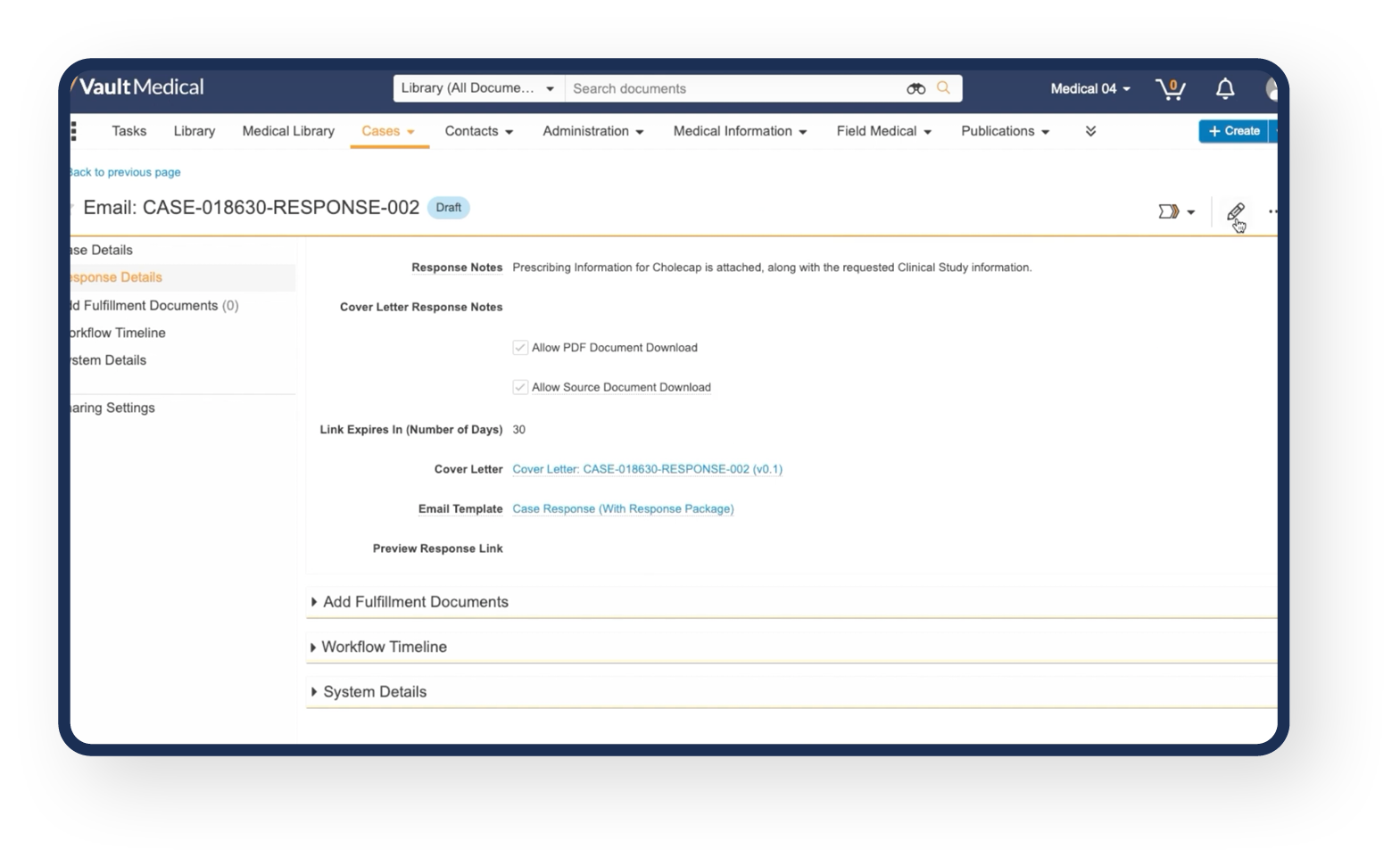 screenshot of Veeva MedInquiry software