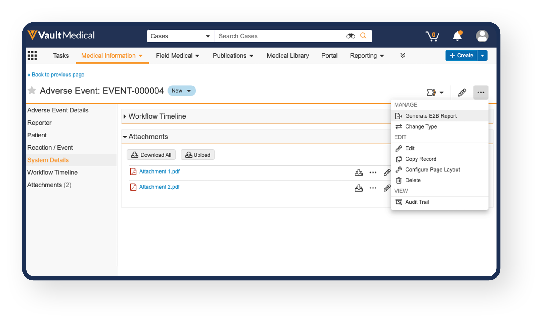screenshot of Veeva MedInquiry software