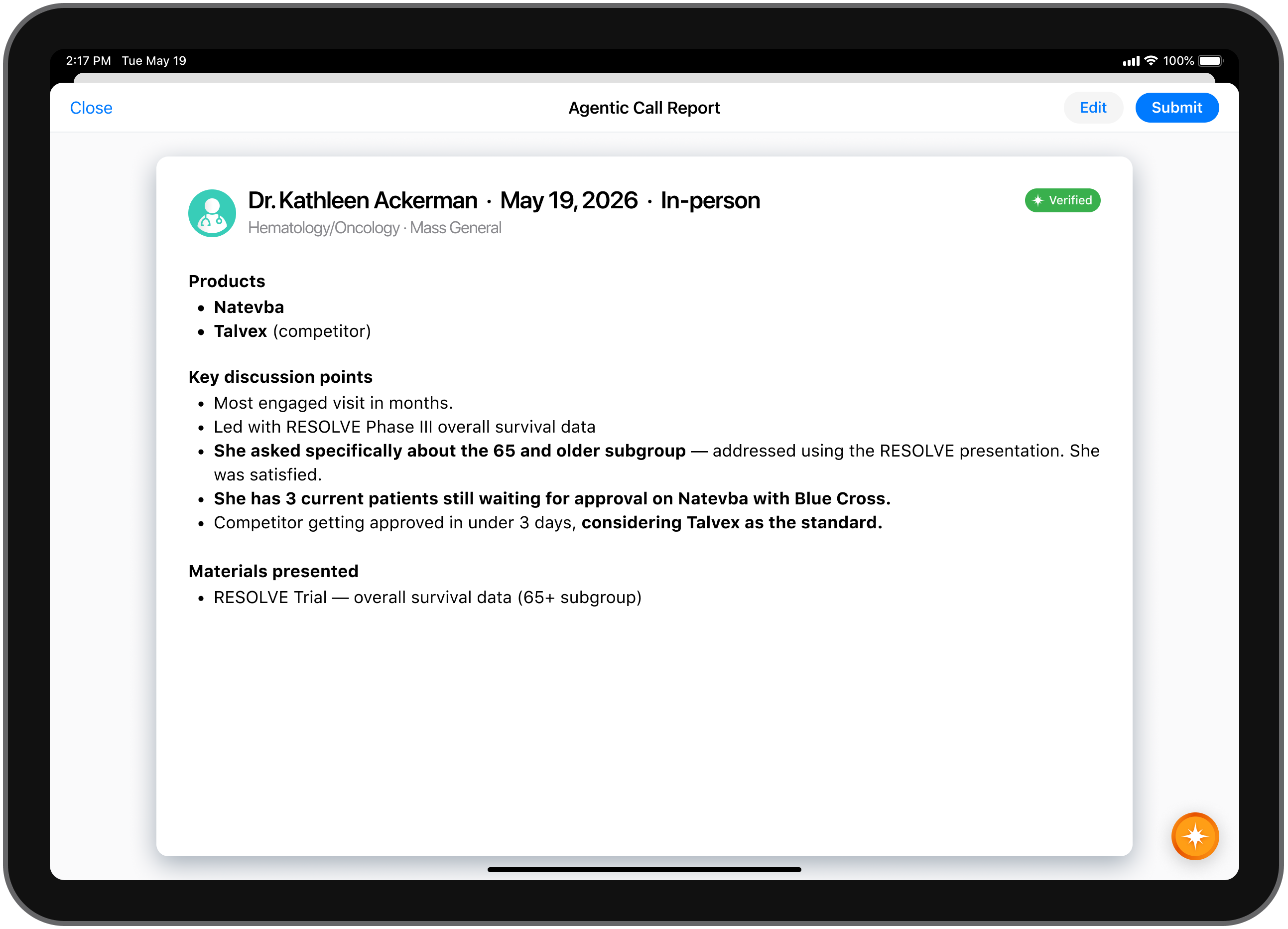 The Agentic Call Report Dashboard Interface