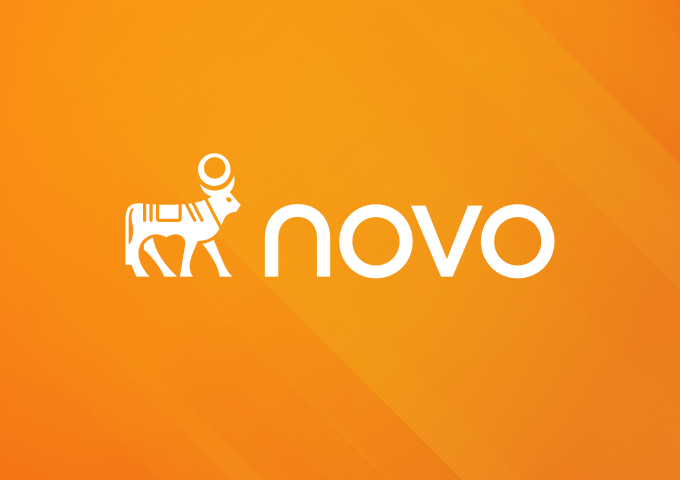Novo logo on a orange background