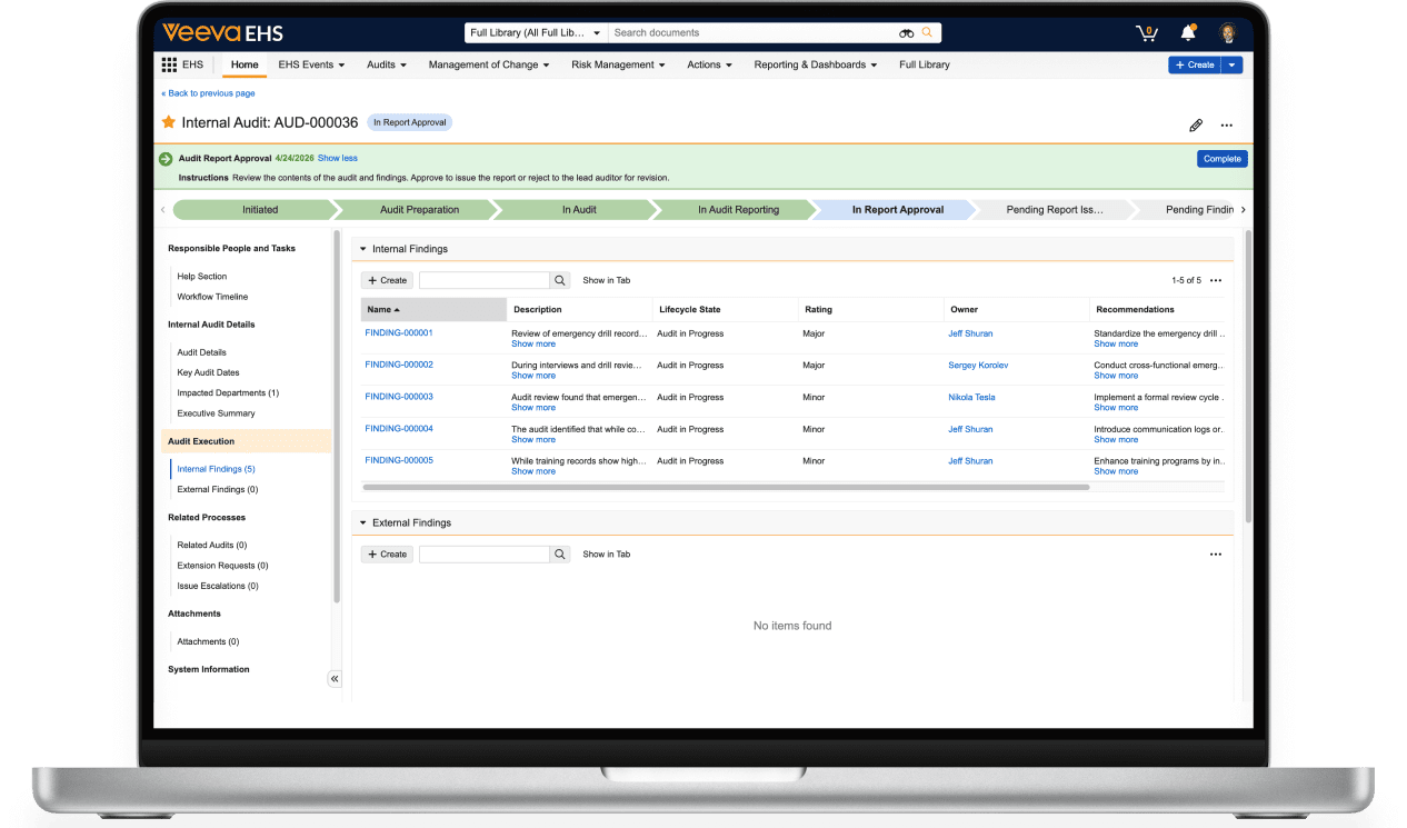 Veeva EHS Screenshot