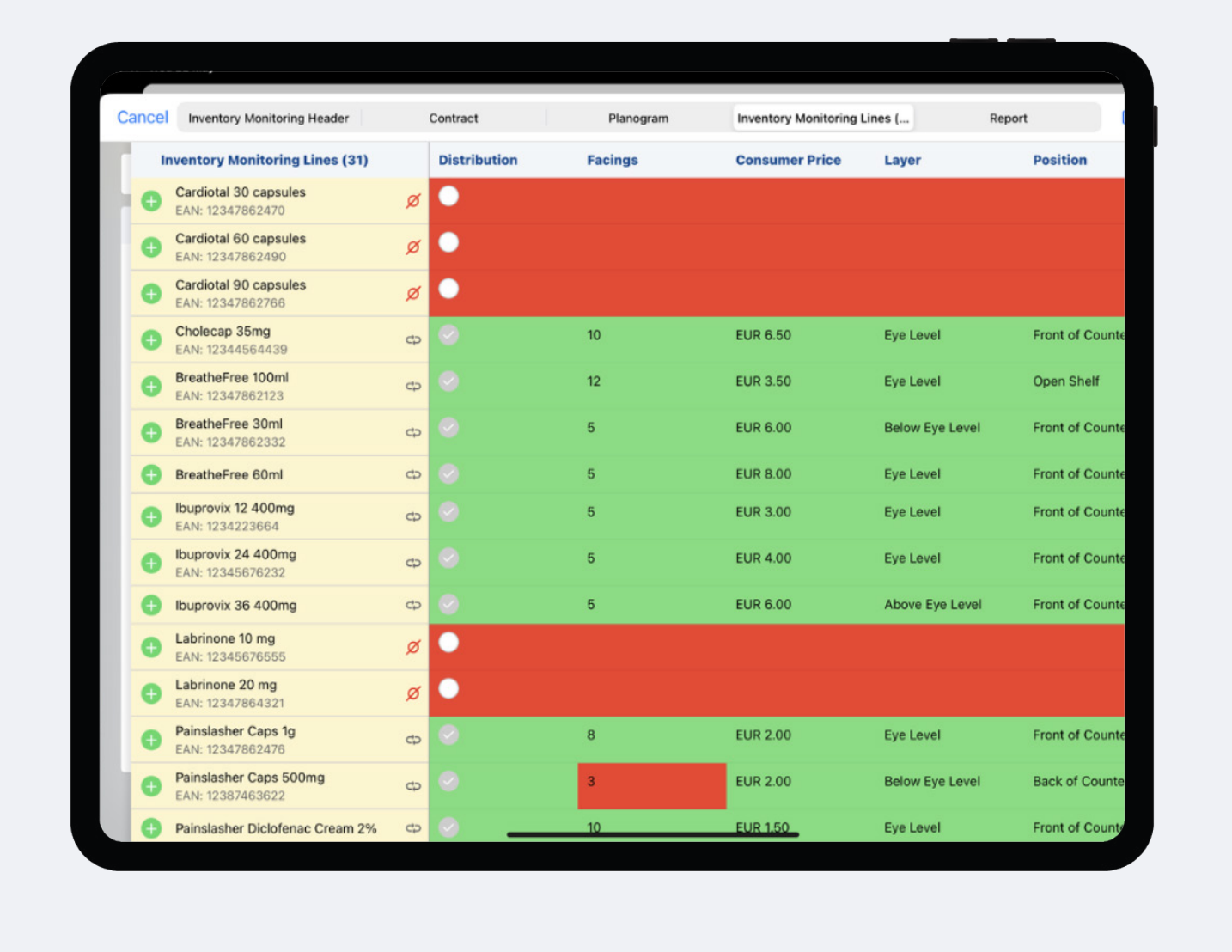 Store check screen