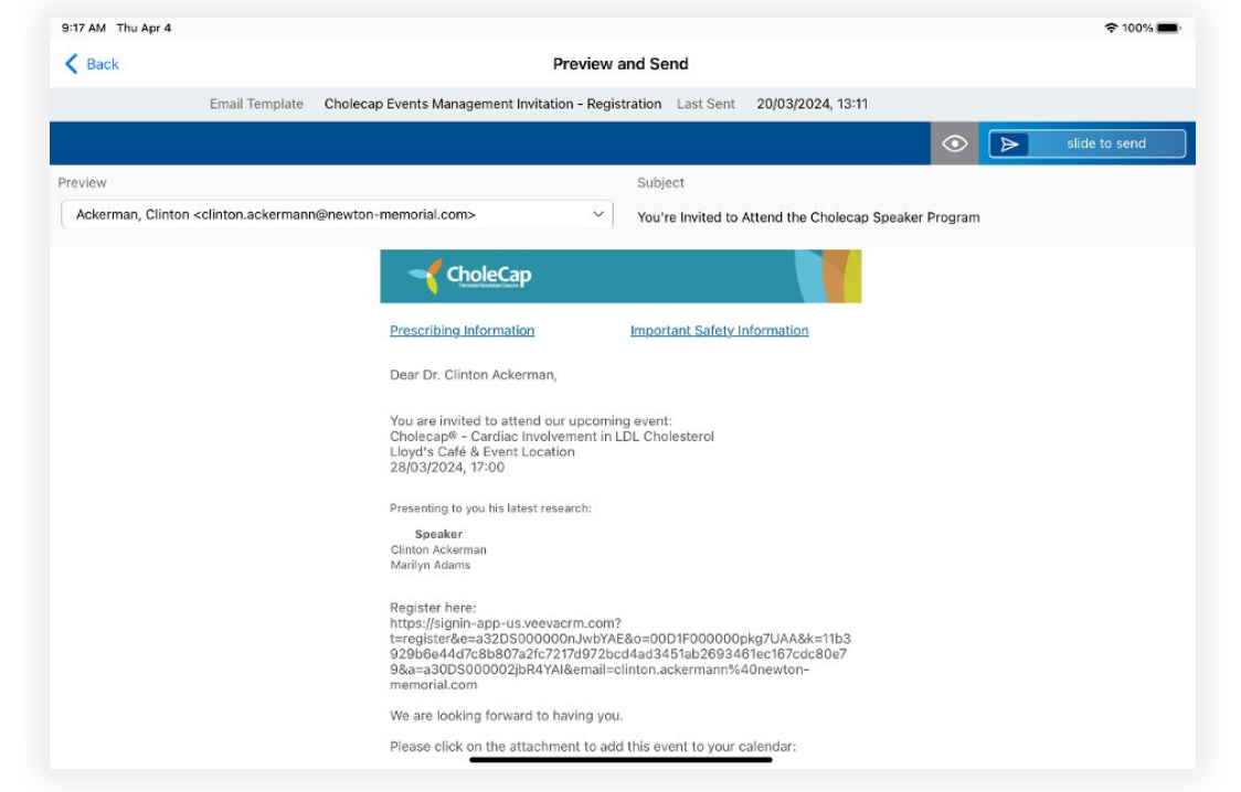 Approved Email template