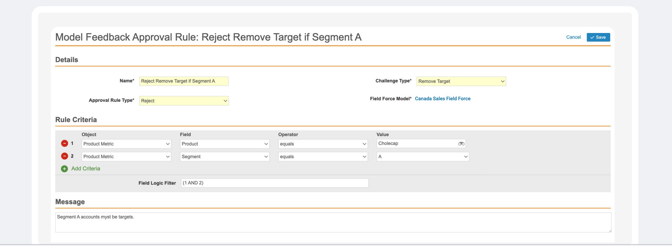 Approving challenges example