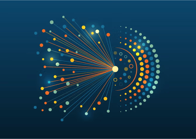 Abstract data network graphic representing clinical data trends.