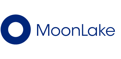 MoonLake logo with a blue circular ring icon to the left of the 'MoonLake' wordmark.