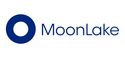 MoonLake logo with a blue circular ring icon to the left of the 'MoonLake' wordmark.